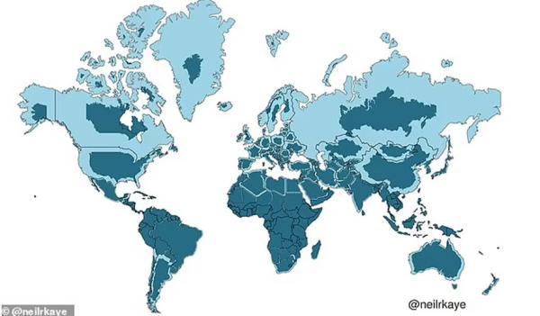 نقشه واقعی جهان: این نقشه های هوشمندانه، مقدار واقعی کشورهای روی کره زمین را نشان می دهند