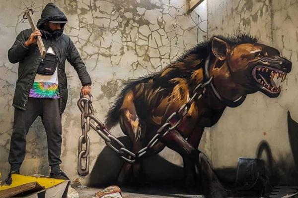 نقاشی حیوانات غول پیکر بر دیوارهای شهر نقاشی حیوانات غول پیکر بر دیوارهای شهر
